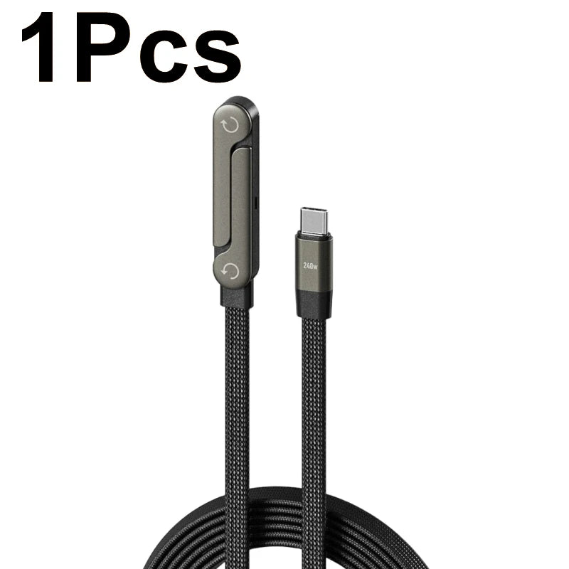 Câble Type-C 2-en-1 90° charge rapide 240W support