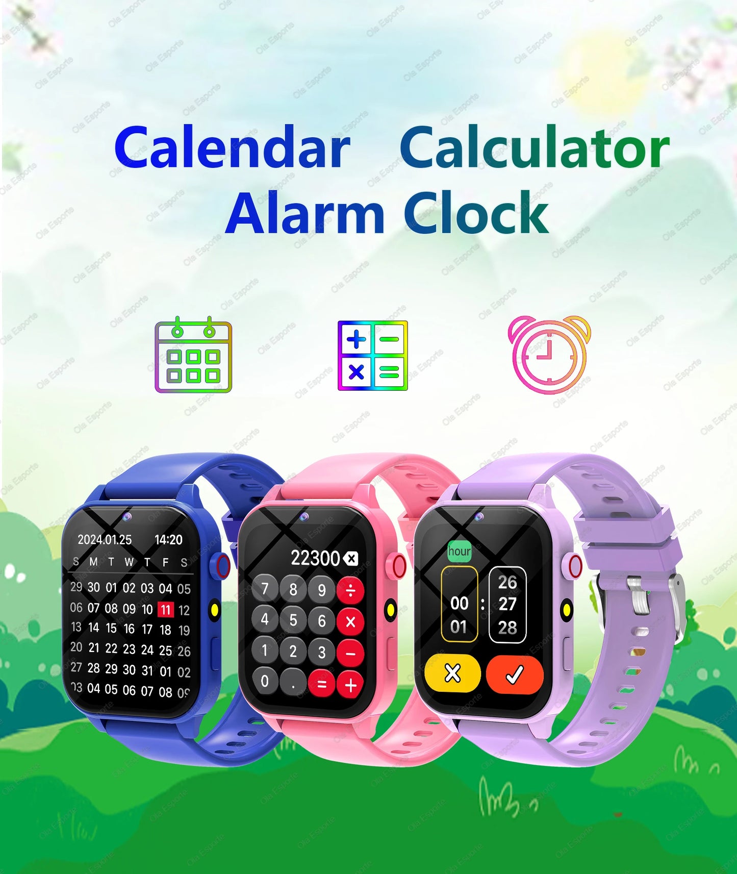 Montre connectée enfant HD Caméra 18 jeux Sommeil Réveil Calculatrice