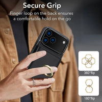 Étui portefeuille avec porte-carte, 360 °   Anneau de rotation avec béquille, fermoir magnétique et housse antichoc durable pour iPhone 17 Pro Max Air