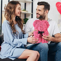 Ours rose 25cm peluche avec boîte cadeau romantique femme