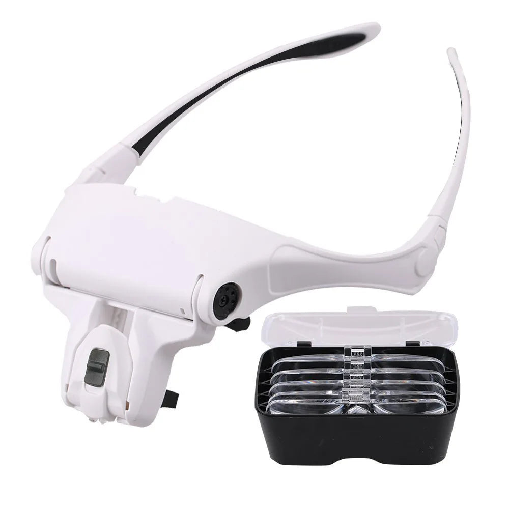 Magnifying Glasses LED Lamp Head Magnifier Jeweler Sauna Band Magnifier Eyeglasses Optical Glass Repair Tool Reading Magnifier