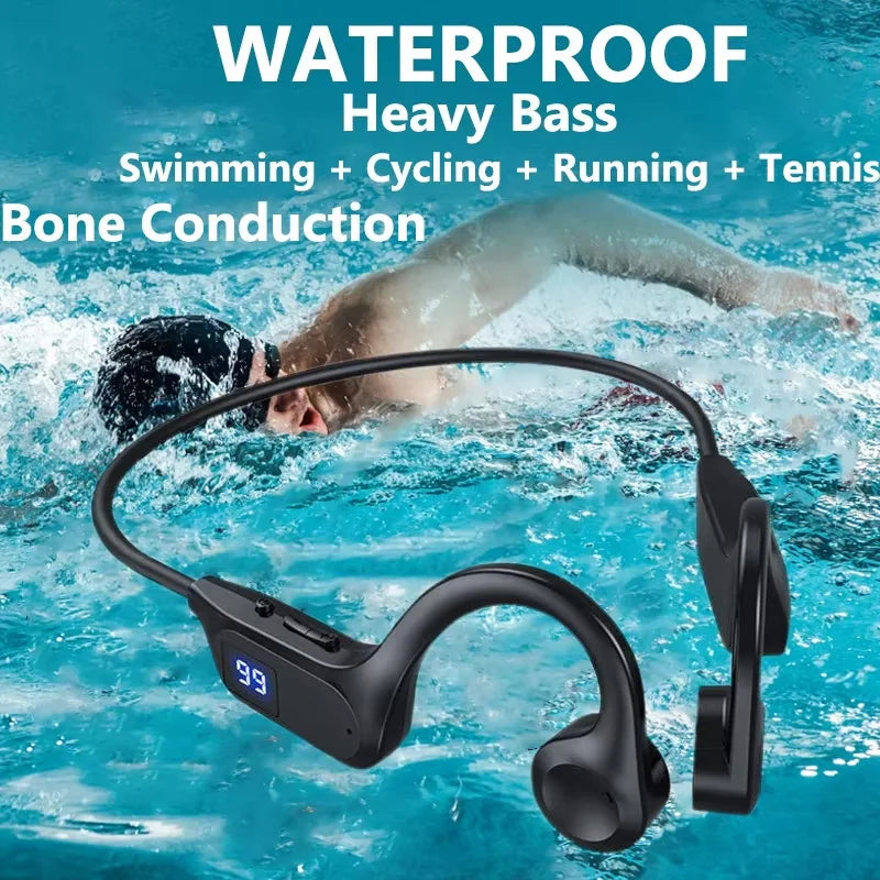 Casque Bluetooth Sport Étanche Conduction Osseuse avec Micro