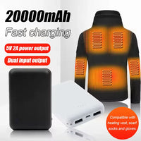 20000mAh nouvelle batterie externe chargeur USB Portable charge rapide batterie externe gilet chauffant veste écharpe chaussettes gant équipement
