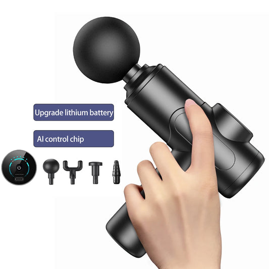 Pistolet de massage, massage des tissus profonds pour athlètes pour soulager la douleur, masseur à percussion avec 6 vitesses et 4 têtes de massage