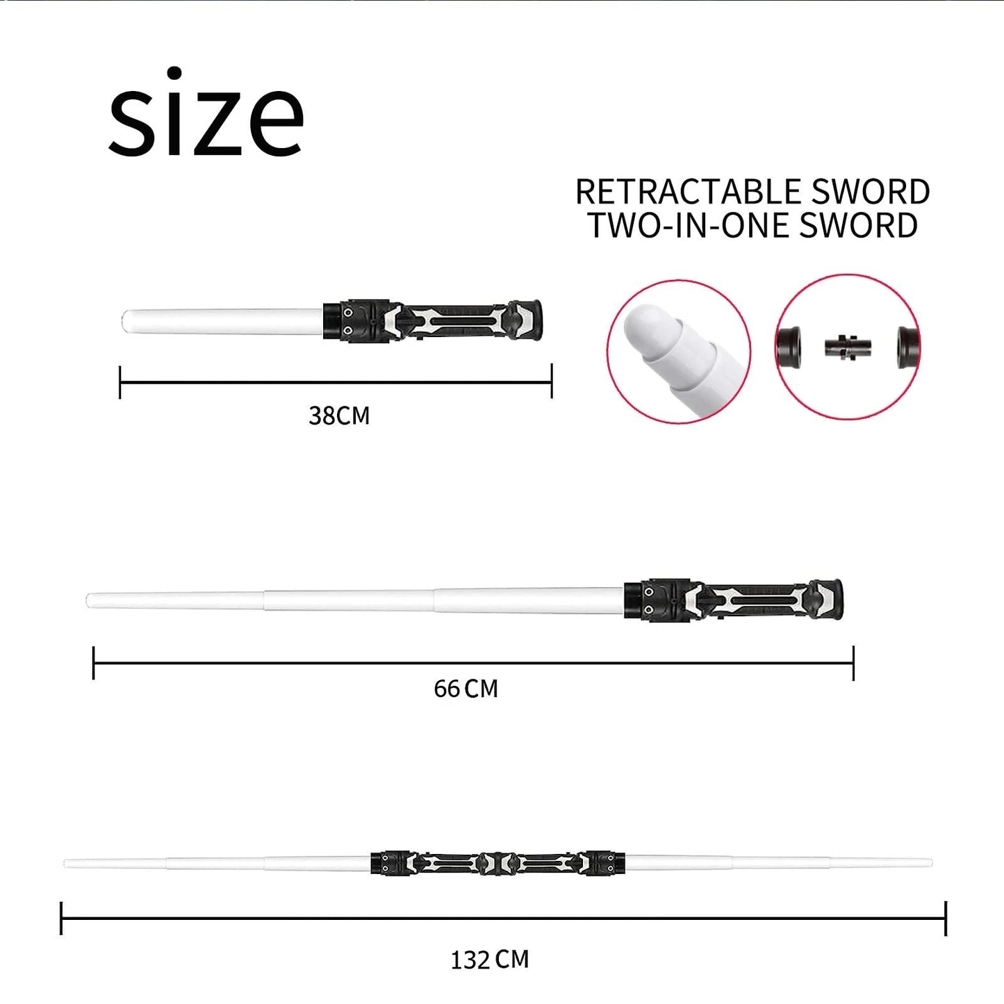 Sabre laser 2-en-1 télescopique 7 couleurs avec son