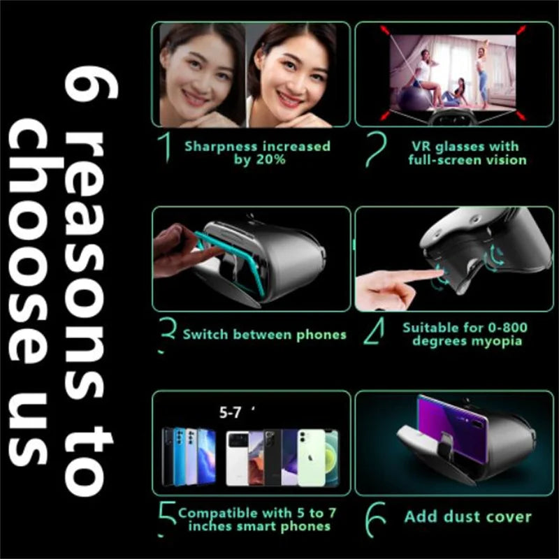 VRGpro X7 VR – boîte à lunettes de réalité virtuelle 3D, casque en carton VR Google pour Smartphone IOS Android 5-7 pouces, bascule sans fil