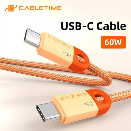 CABLETIME USB C vers USB C câble 60W 480Mbps câble de charge rapide 3A tressé Type C à Type C câble pour téléphone portable ordinateur portable HUAWEI