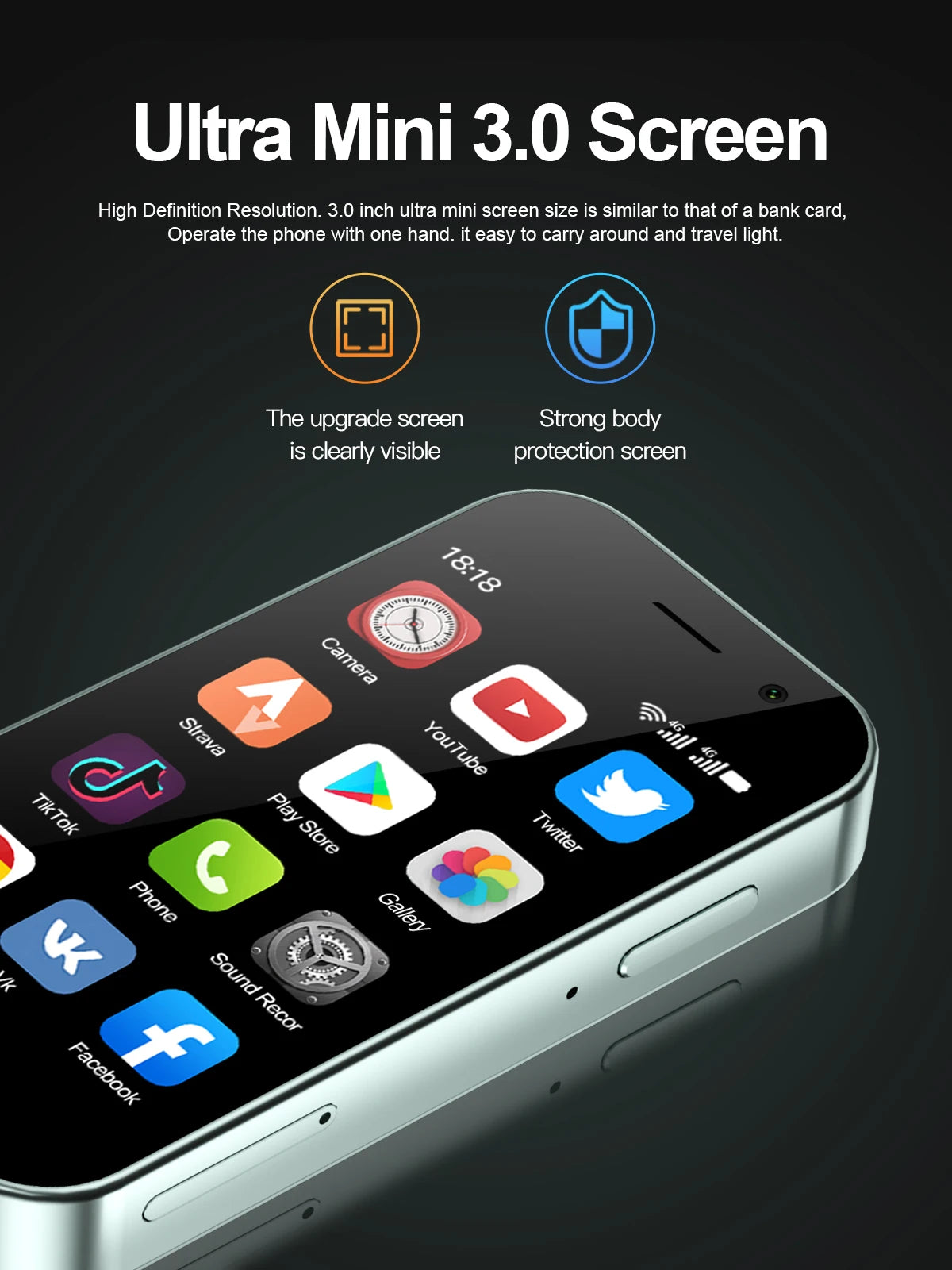 SERVO KING9000, petit téléphone portable Smartphone, écran HD 3.0 ", Android 10.0, réseau 4G, persévérance, 2 Go + 16 Go, 2000mAh,Reconnaissance faciale , mini téléphone portable