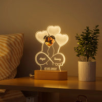 Lampe 3D personnalisée photo texte gravés base bois cadeau