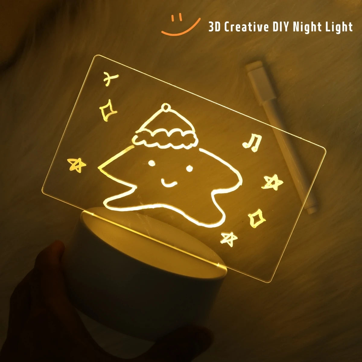 Bande lumineuse 3D acrylique tableau effaçable lampe chevet créative