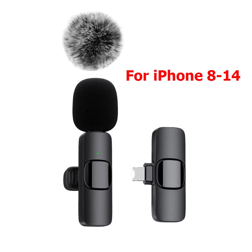 K60 Wireless Lavalier Microphone Mini Audio Video Recording Mic for iPhone Android Laptop Live Gaming Mobile Phone Microphone
