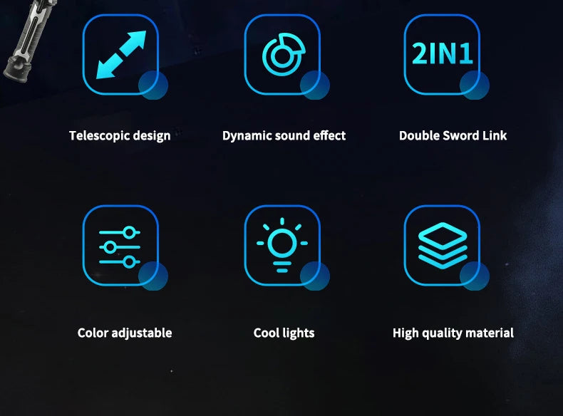 Sabre laser 2-en-1 télescopique 7 couleurs avec son