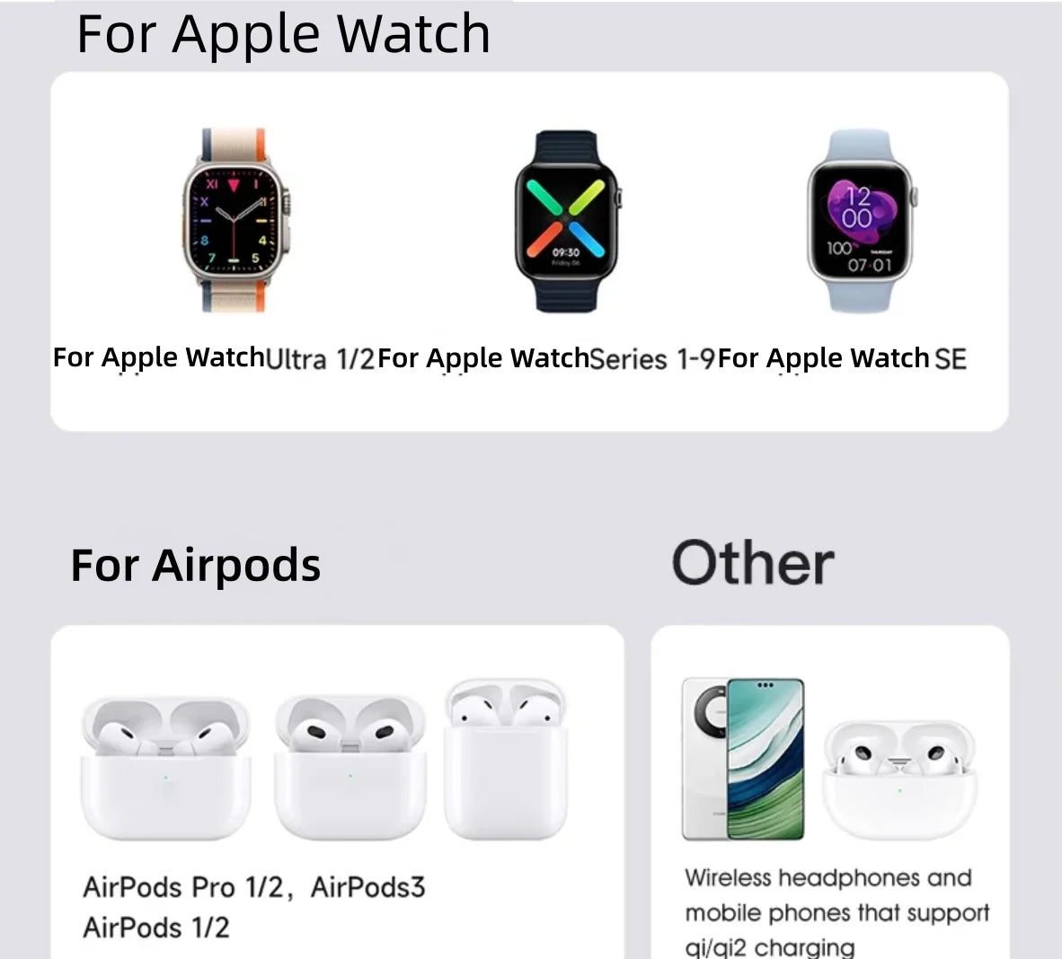 Chargeur sans fil magnétique 3-en-1 15W iPhone Android Watch