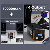 Batterie externe 50000mAh 100W PD PPS charge Super rapide batterie de rechange Portable type-c câble rétractable Powerbank pour téléphone Portable