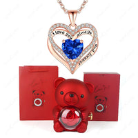 Collier Pendentif Cœur Rouge avec Ours Mignon – Boîte Cadeau