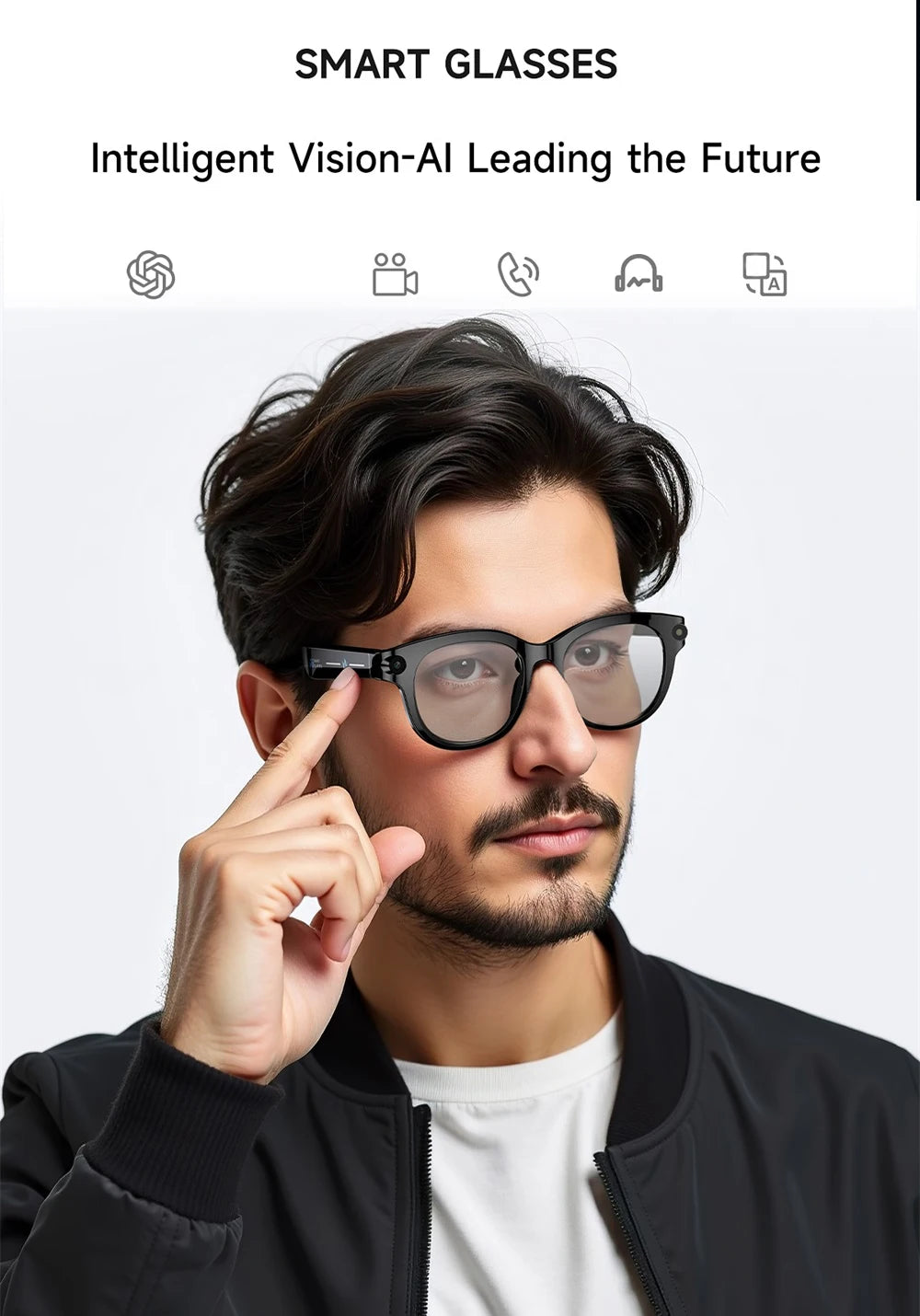 Lunettes Intelligentes AI Traduction Caméra Bluetooth Audio