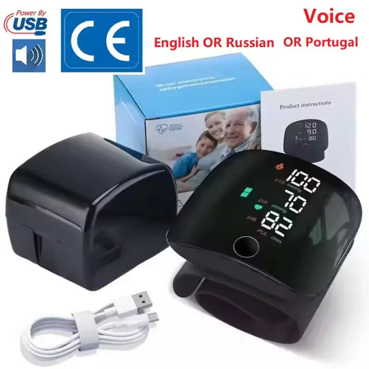 Tensiomètre poignet numérique LED rechargeable fréquence cardiaque tension artérielle