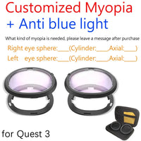 Lentilles VR Quest 3 monture magnétique myopie anti-bleu