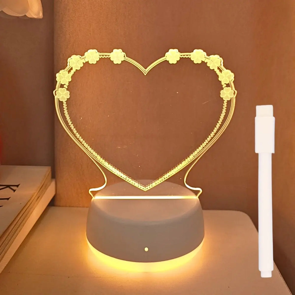 Veilleuse LED cœur tableau affichage USB lumière chaude chambre