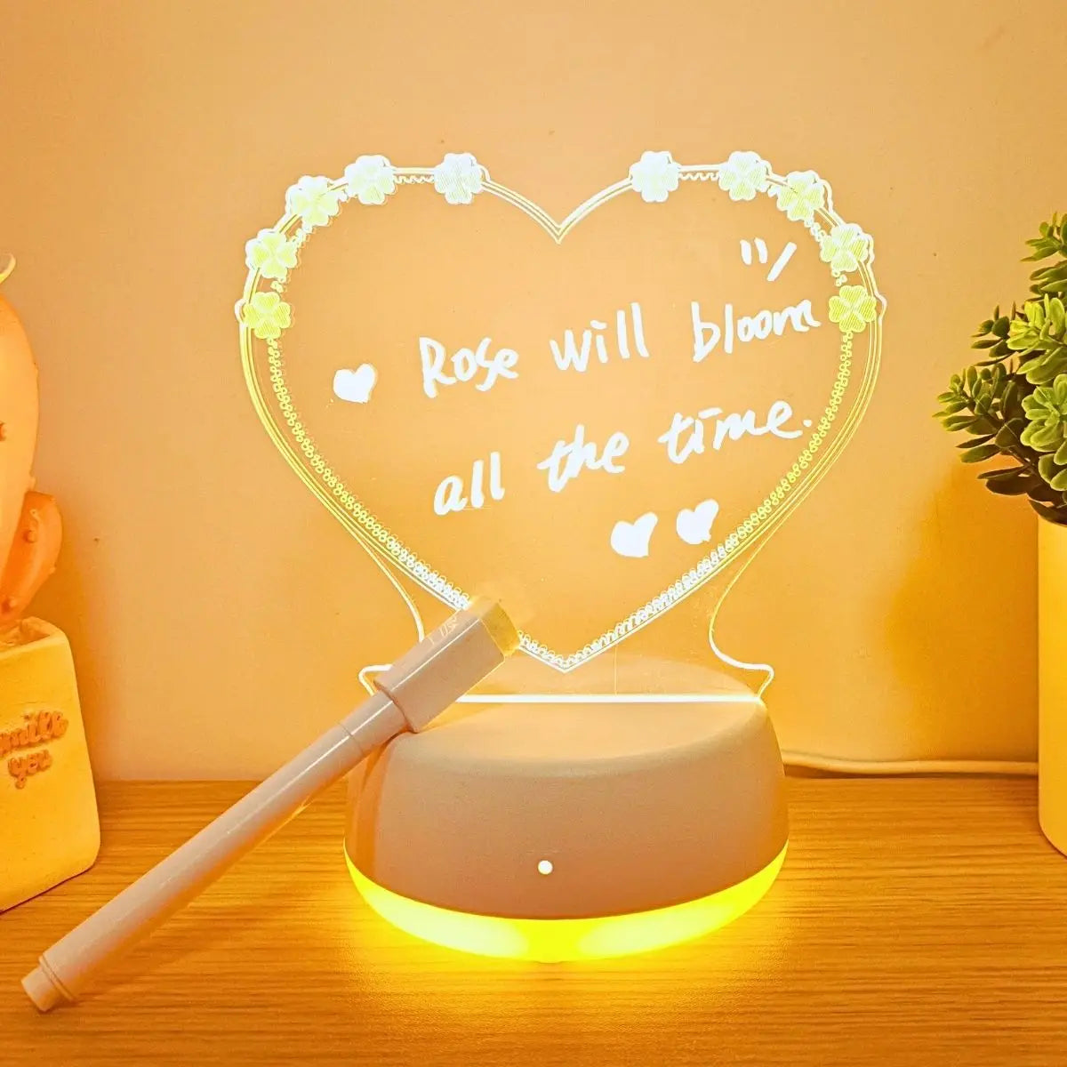 Veilleuse LED cœur tableau affichage USB lumière chaude chambre