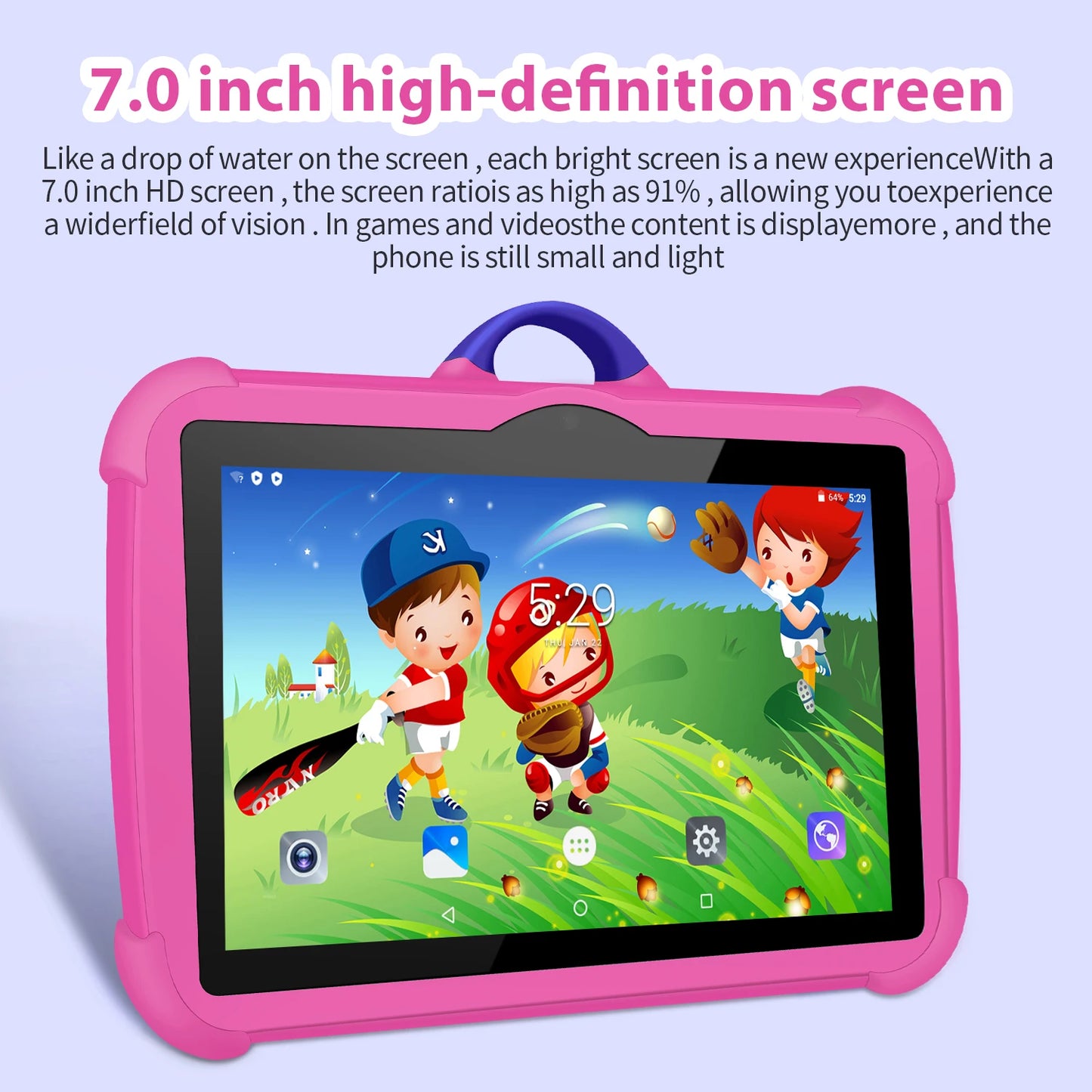 Tablette enfants 7" Quad Core 4GB 64GB Android éducative