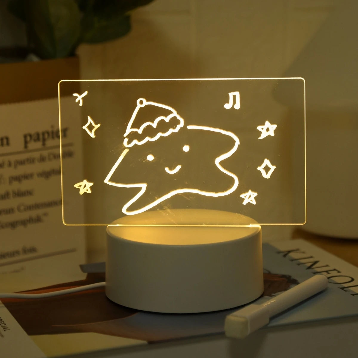 Bande lumineuse 3D acrylique tableau effaçable lampe chevet créative