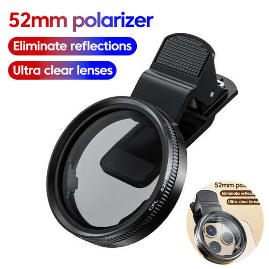 Filtre polarisant CPL 52mm universel clip smartphone iPhone Samsung photo