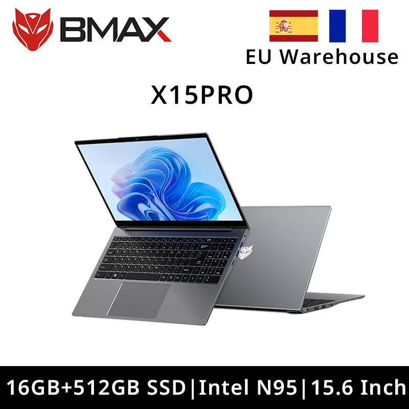 BMAX-X15 Pro Laptop, Windows 11 Laptop, 16GB RAM, 15.6GB SSD, Intel N95, CPU, 512x1920, Tourist, Wifi, USB, PC, DDR4, 1080