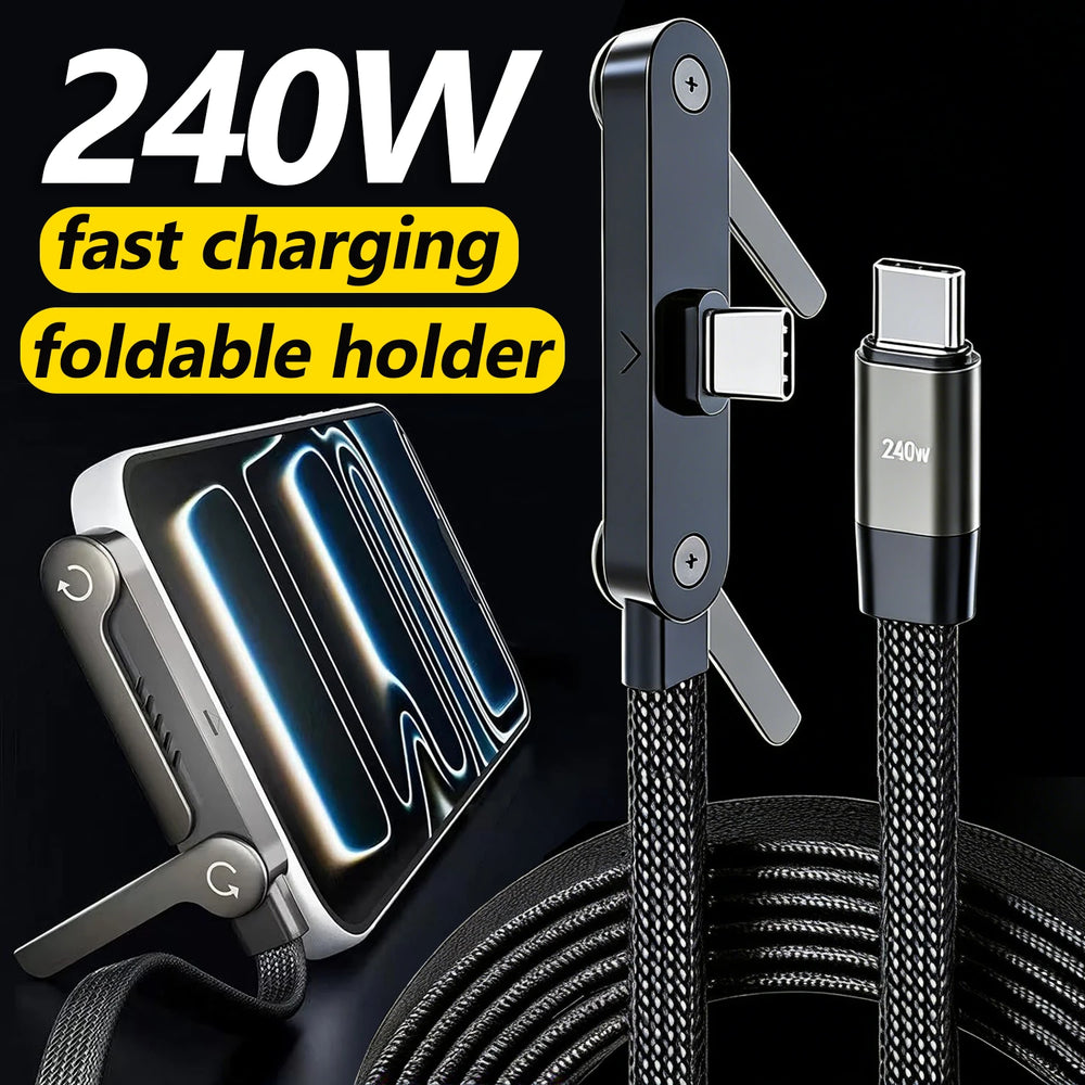 Câble Type-C 2-en-1 90° charge rapide 240W support