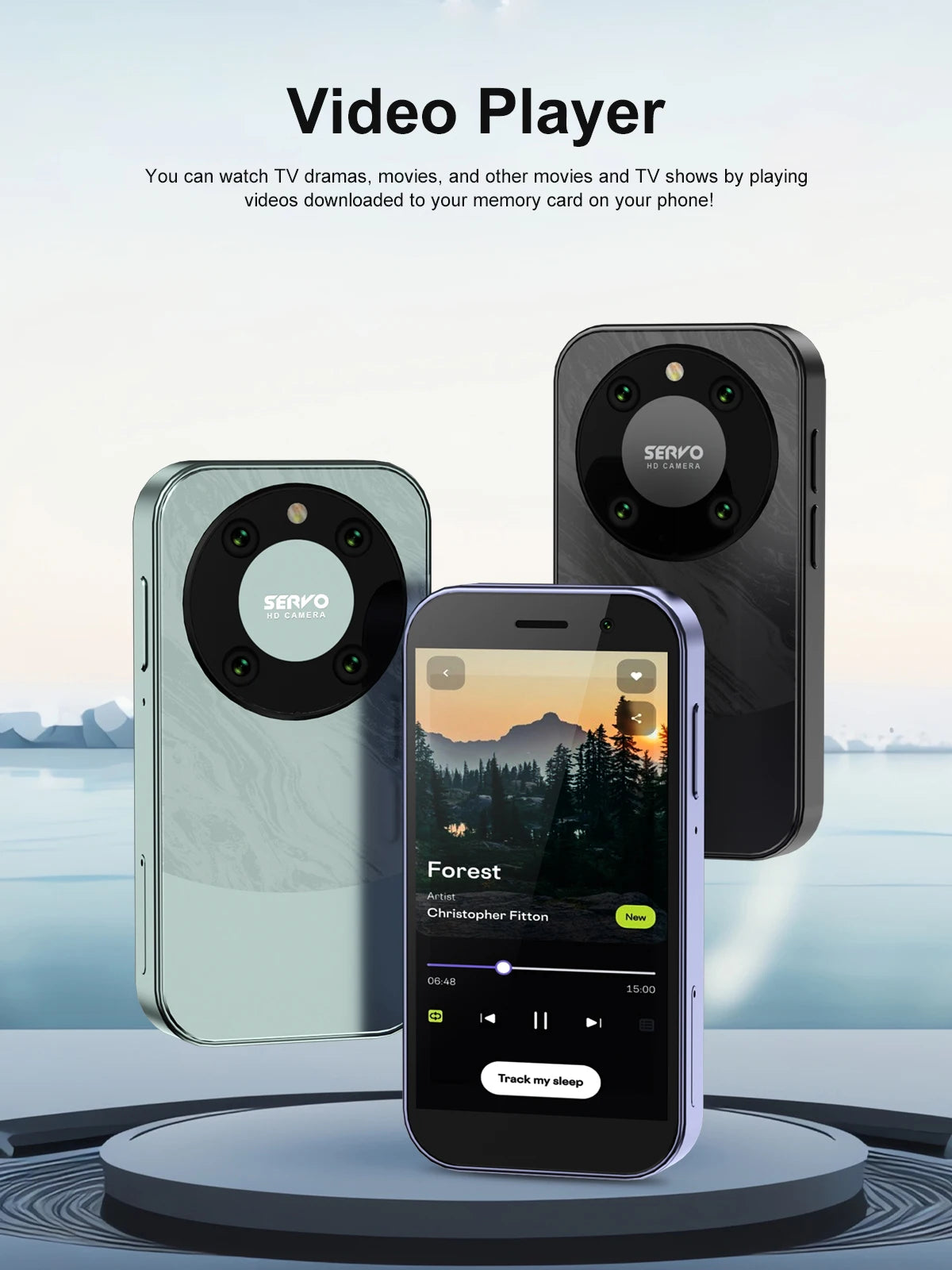 SERVO KING9000, petit téléphone portable Smartphone, écran HD 3.0 ", Android 10.0, réseau 4G, persévérance, 2 Go + 16 Go, 2000mAh,Reconnaissance faciale , mini téléphone portable