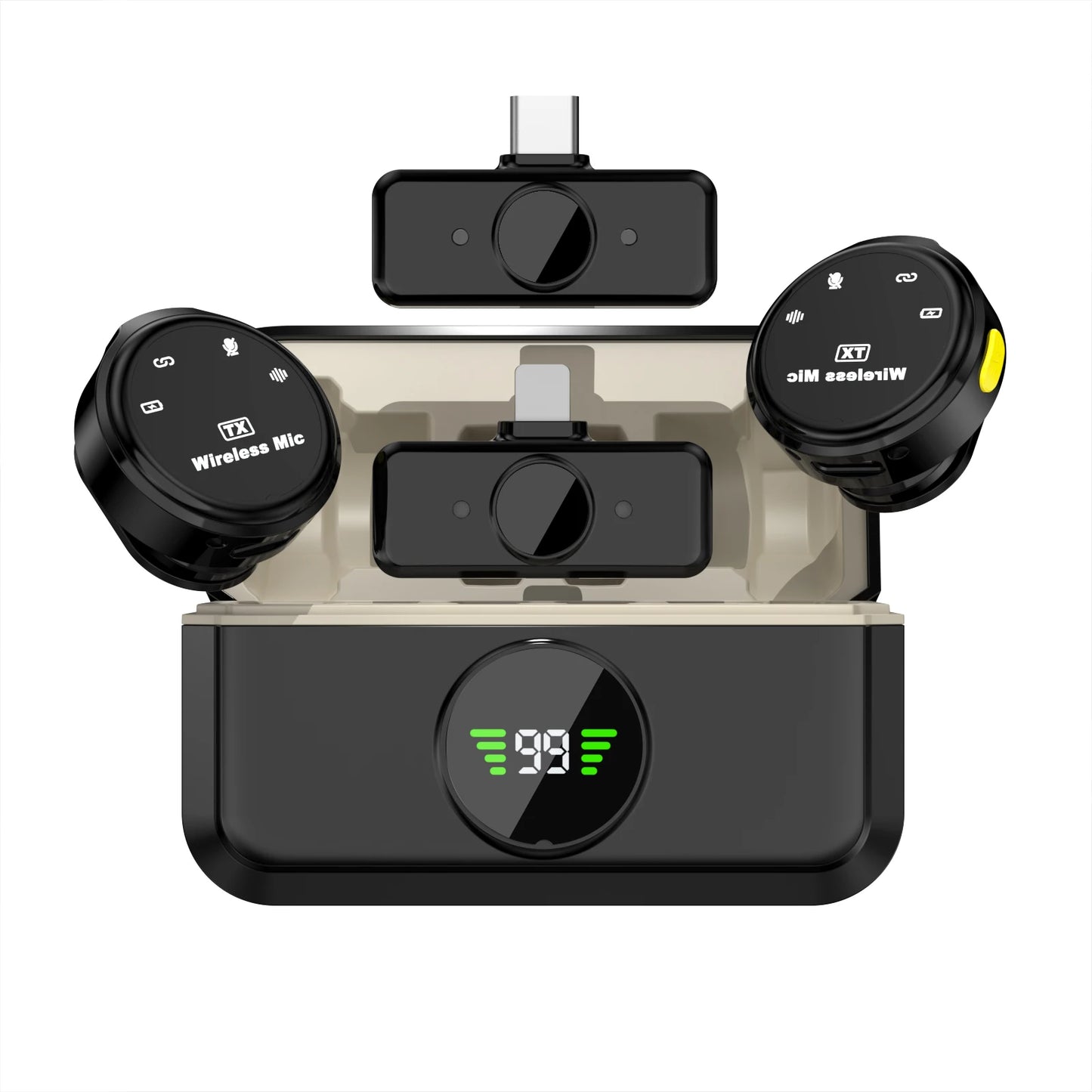 Wireless lavalier microphone for tourists, omnidirectional condenser, iPhone, Android, static video