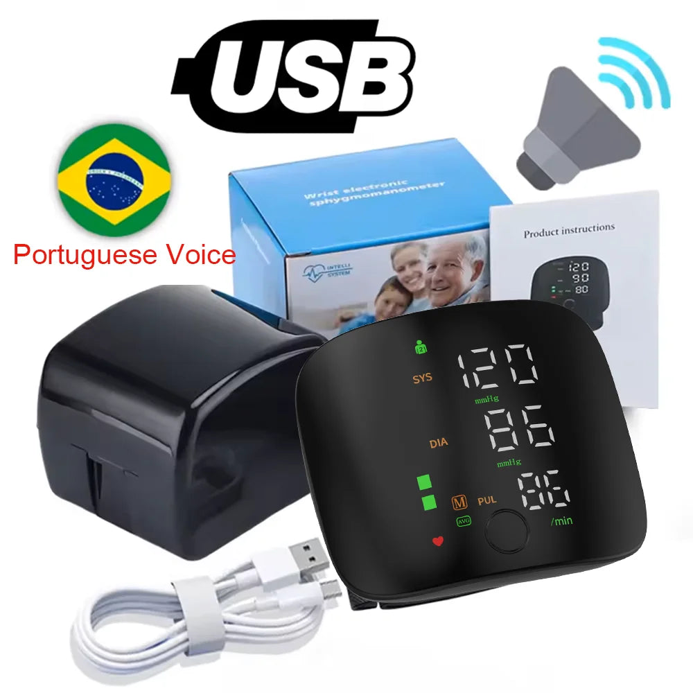 Tensiomètre poignet numérique LED rechargeable fréquence cardiaque tension artérielle