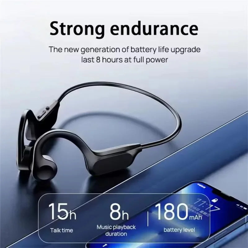 Casque Bluetooth Sport Étanche Conduction Osseuse avec Micro