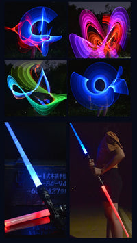 Sabre laser 2-en-1 télescopique 7 couleurs avec son