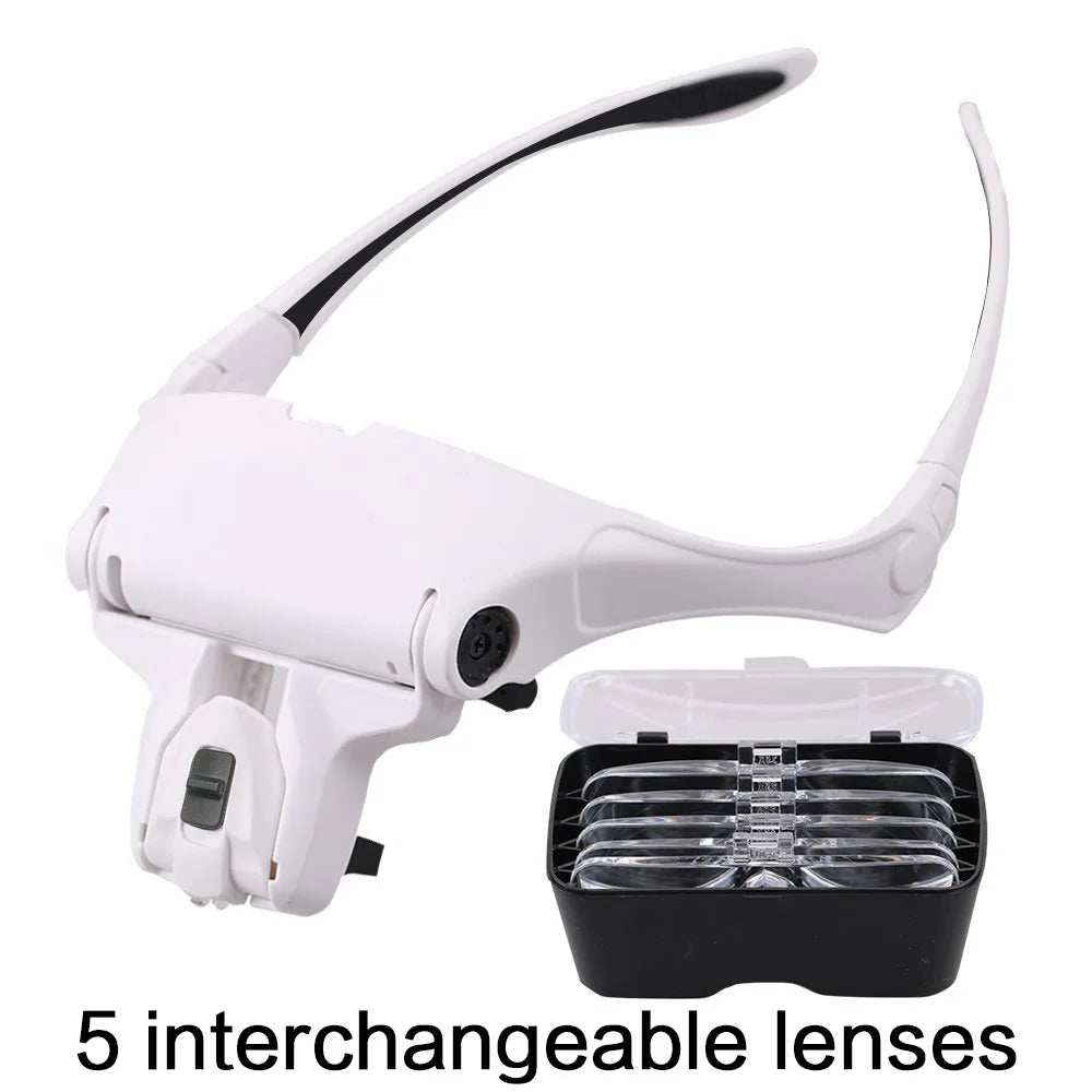 Magnifying Glasses LED Lamp Head Magnifier Jeweler Sauna Band Magnifier Eyeglasses Optical Glass Repair Tool Reading Magnifier