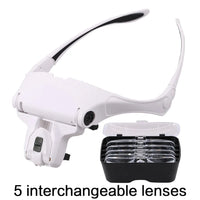 Magnifying Glasses LED Lamp Head Magnifier Jeweler Sauna Band Magnifier Eyeglasses Optical Glass Repair Tool Reading Magnifier