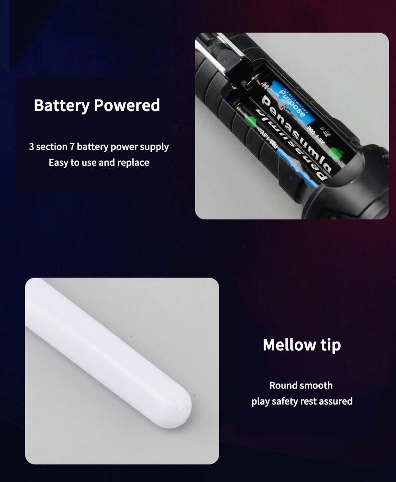 Sabre laser 2-en-1 télescopique 7 couleurs avec son