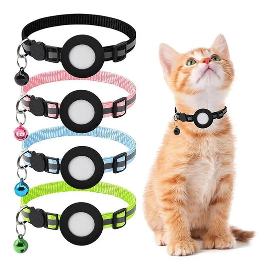 Collier et étui de protection GPS pour chat avec cloche