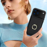 Étui portefeuille avec porte-carte, 360 °   Anneau de rotation avec béquille, fermoir magnétique et housse antichoc durable pour iPhone 17 Pro Max Air