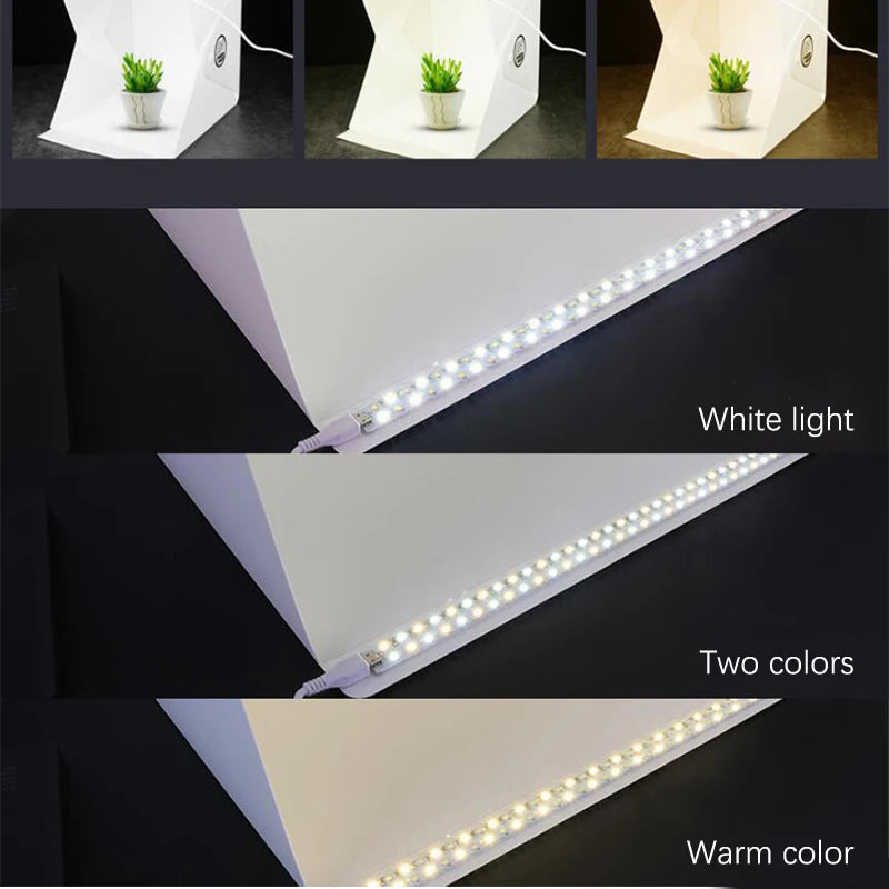 Photographie lumière LED salle Photo Studio lumière tente boîte souple décors Photobox pour appareil Photo DSLR 22CM Portable pliable Lightbox