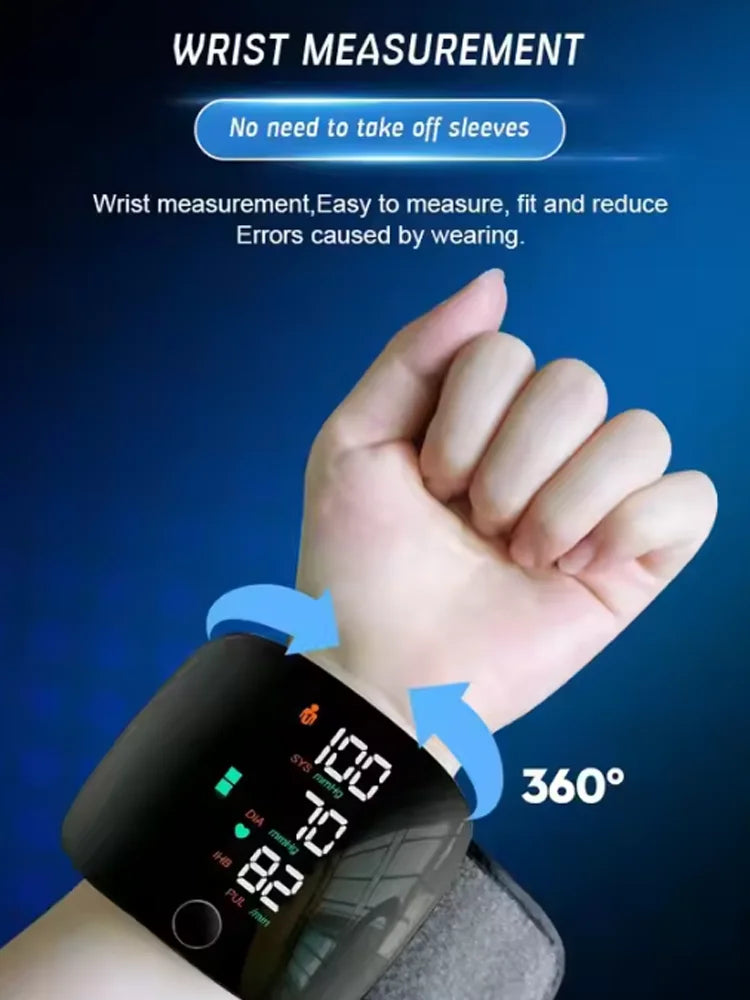 Tensiomètre poignet numérique LED rechargeable fréquence cardiaque tension artérielle