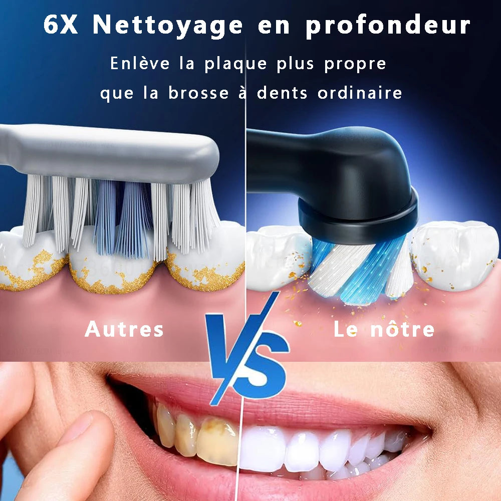 Brosse à dents électrique rechargeable étanche avec 8 têtes