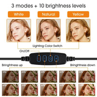 Anneau lumineux LED pour Selfie, 10 pouces, lampe de remplissage à intensité variable pour photographie, avec Mini trépied, pour téléphone portable, vidéo en direct, Studio Photo