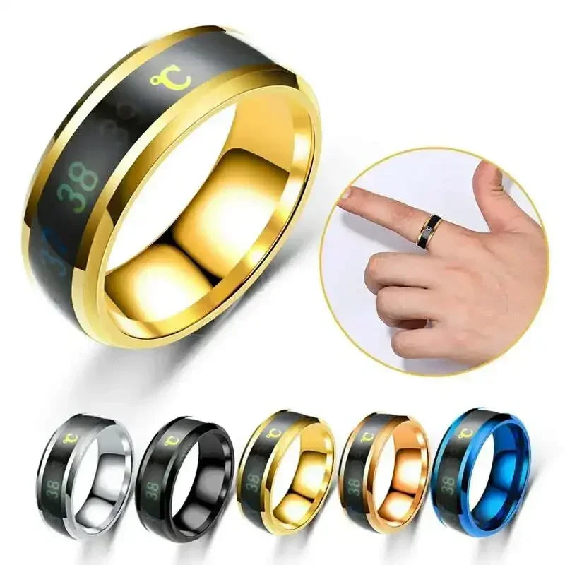 Smart stainless steel ring for men and women, 38 temperature settings, simple and creative, for couples, mood changing, number, finger jewelry
