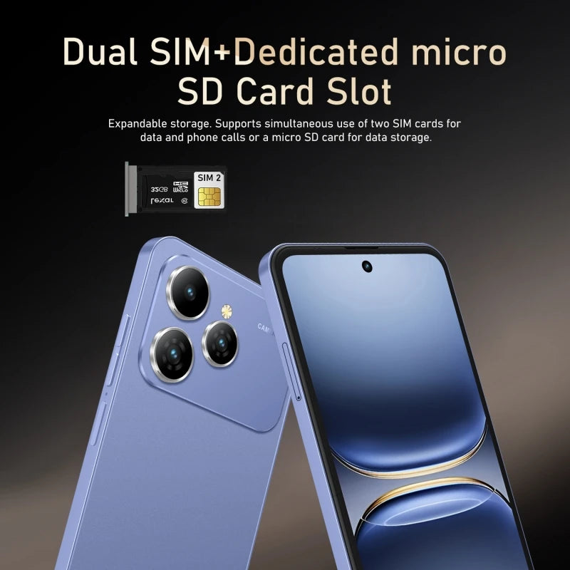 Smartphone Global Vision I17 Pro Max Android 5800mAh 12Go de RAM 512Go de ROM 6.56 pouces 720x1612HD 24+48MP MTK10 Réseau 4G Téléphone mobile