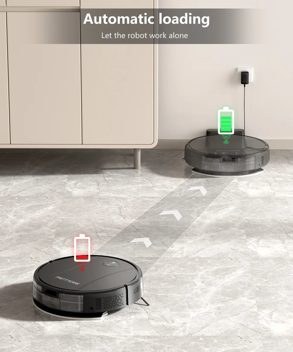 Aspirateur robot PrettyCare C2 4000Pa WiFi Alexa Auto Boost
