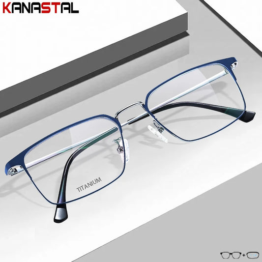Hommes lunettes de Prescription optique lentilles lunettes de lecture femmes lumière bleue bloquant myopie lunettes métal titane lunettes cadre