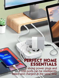 LDNIO – multiprise intelligente Tuya WIFI, câble d'extension de prise ue, adaptateur de synchronisation avec 3 prises, 3 ports USB, application Bluetooth Smart Life