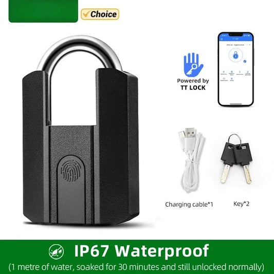 Cadenas intelligent empreinte digitale Bluetooth étanche IP67 rechargeable clé application