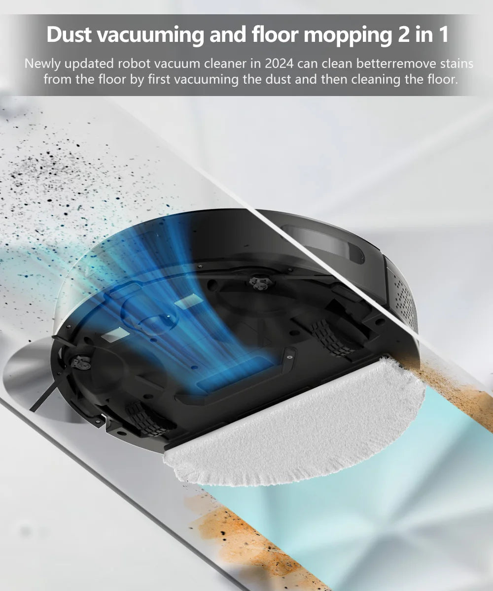 Aspirateur robot PrettyCare C2 4000Pa WiFi Alexa Auto Boost